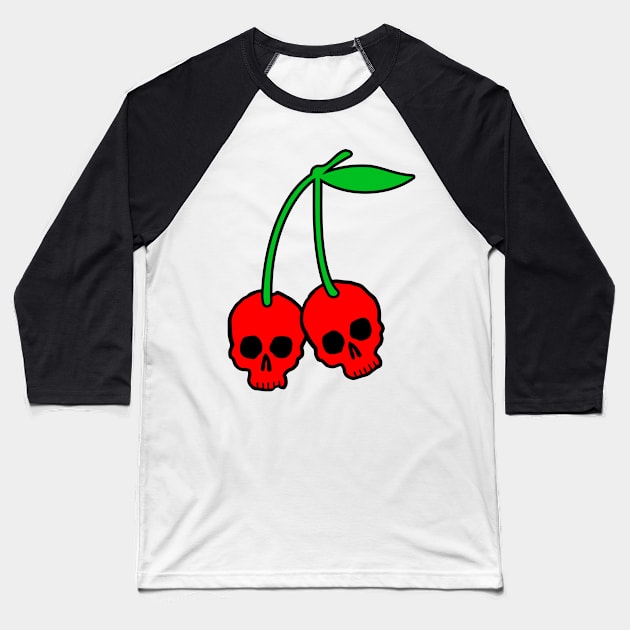 cherry skulls polkadot Baseball T-Shirt by B0red